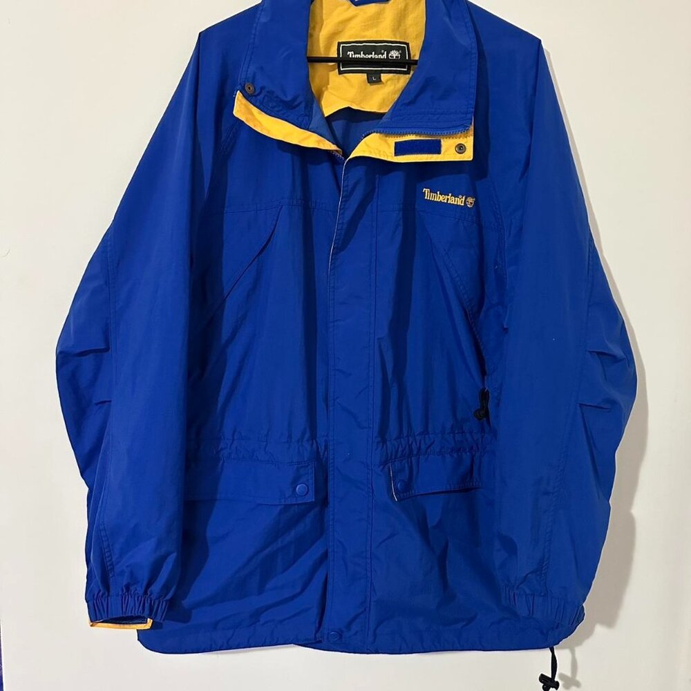 Vintage Timberland Blue and Yellow Full Zip Windbreaker  Size: Large